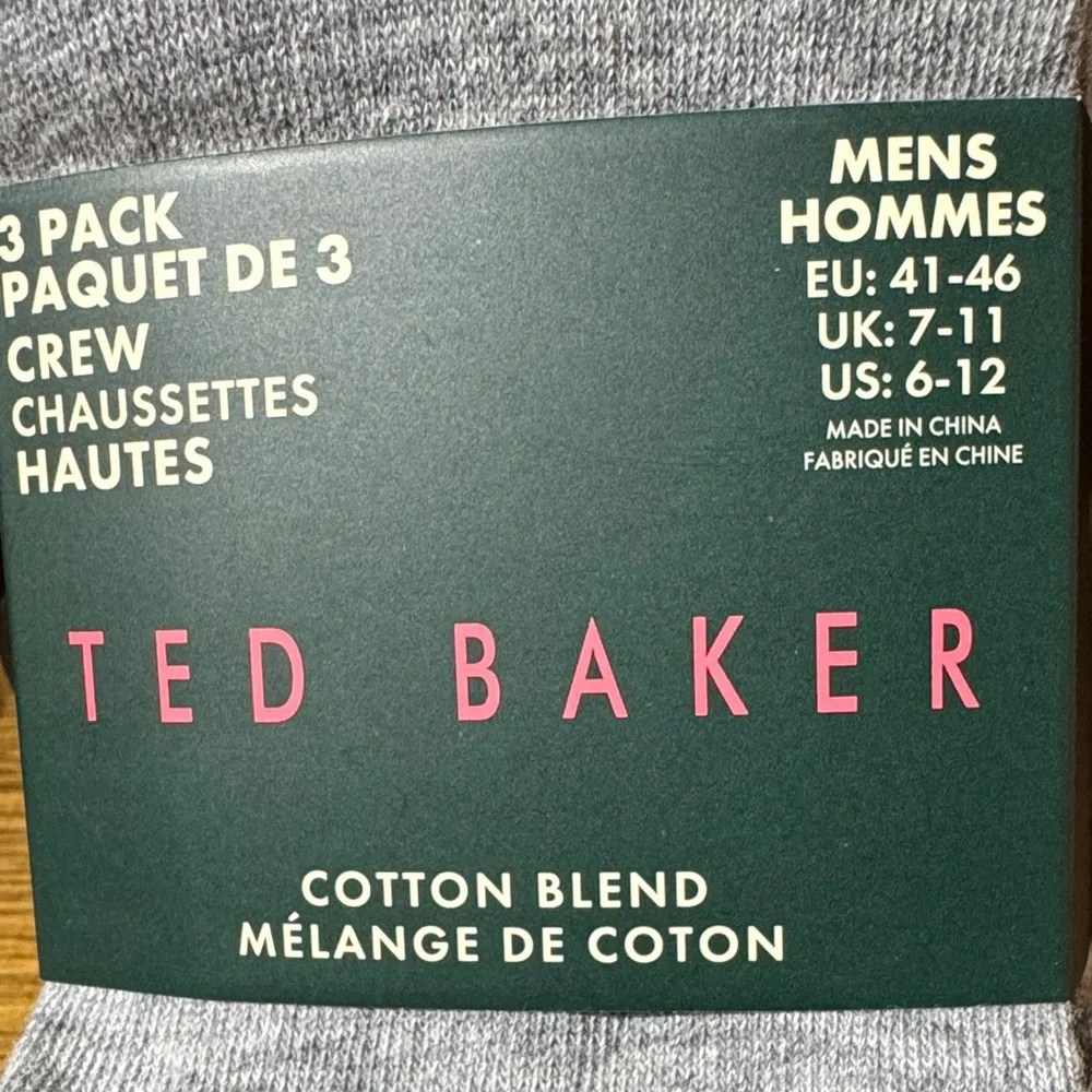 Ted Baker Men's Casual Crew Socks - Blue, Gray, Tan colors.